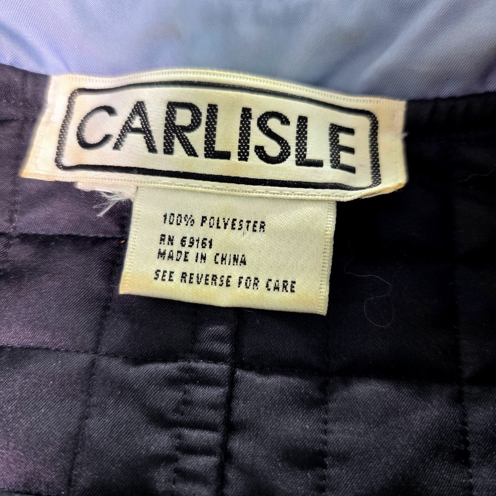 CARLISLE Quilted Jacket Periwinkle Black Trim Collar Zip Front Women's Size - Picture 5 of 7